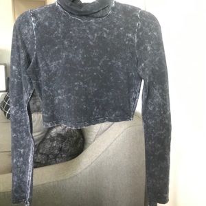 Nastygal Black Long Sleeve Crop Top